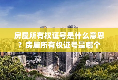 房屋所有权证号是什么意思？房屋所有权证号是哪个
