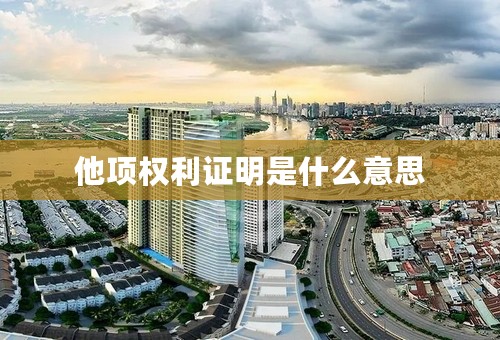 他项权利证明是什么意思