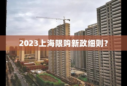 2023上海限购新政细则？