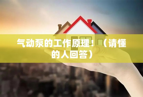 气动泵的工作原理！（请懂的人回答）