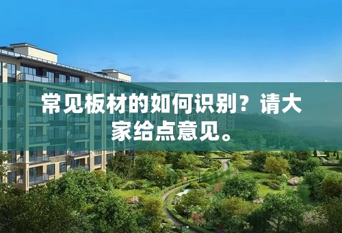 常见板材的如何识别？请大家给点意见。