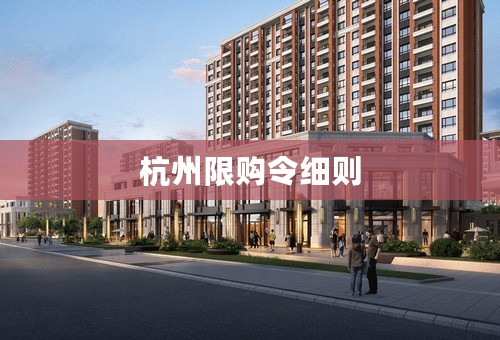 杭州限购令细则
