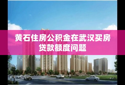 黄石住房公积金在武汉买房贷款额度问题