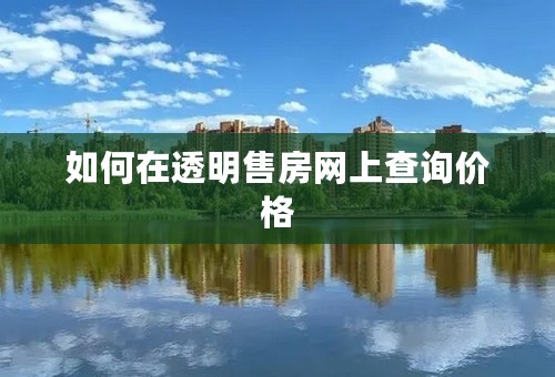 如何在透明售房网上查询价格