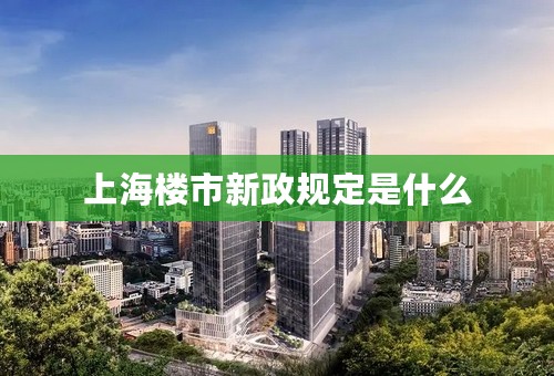 上海楼市新政规定是什么