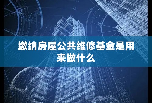 缴纳房屋公共维修基金是用来做什么