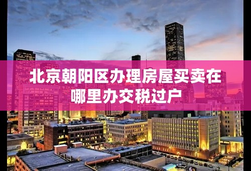 北京朝阳区办理房屋买卖在哪里办交税过户
