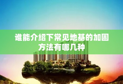 谁能介绍下常见地基的加固方法有哪几种