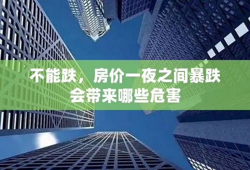 不能跌，房价一夜之间暴跌会带来哪些危害