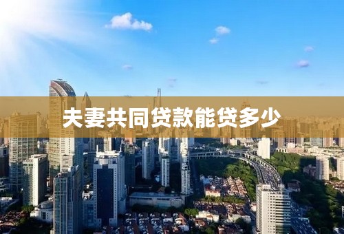 夫妻共同贷款能贷多少
