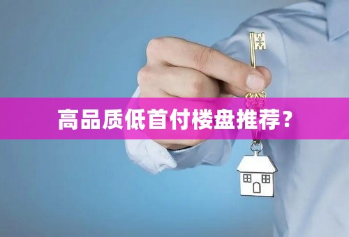 高品质低首付楼盘推荐？