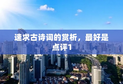 速求古诗词的赏析，最好是点评1