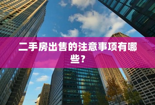 二手房出售的注意事项有哪些？