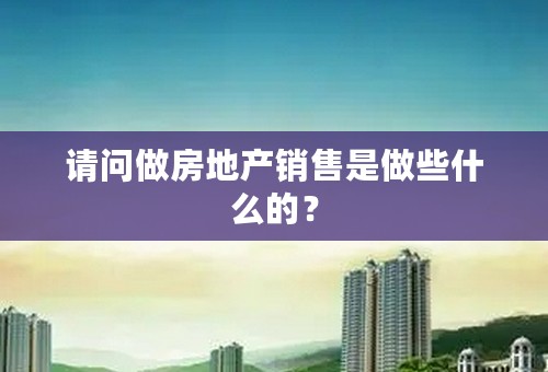 请问做房地产销售是做些什么的？