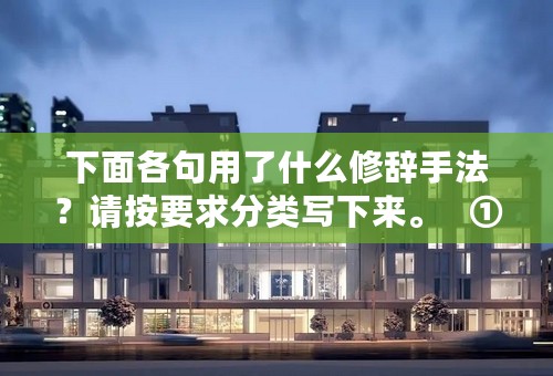 下面各句用了什么修辞手法？请按要求分类写下来。   ①一片冰心在玉壶    ②黄河远上白云间  ③豆...