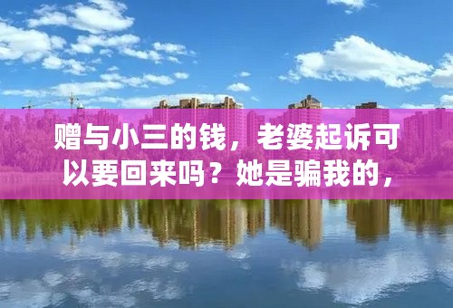 赠与小三的钱，老婆起诉可以要回来吗？她是骗我的，