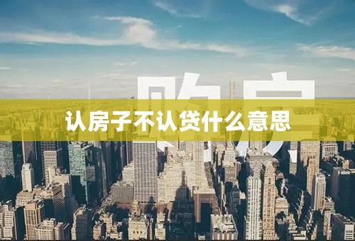 认房子不认贷什么意思