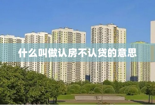 什么叫做认房不认贷的意思