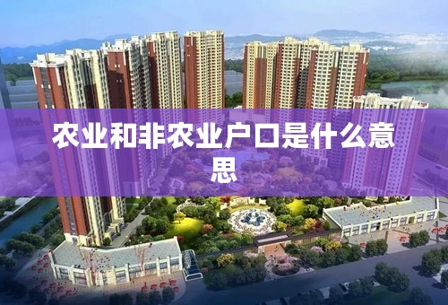 农业和非农业户口是什么意思