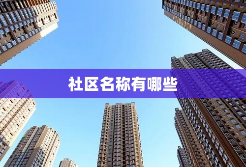 社区名称有哪些