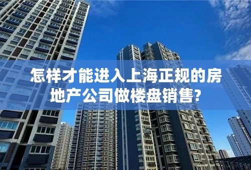 怎样才能进入上海正规的房地产公司做楼盘销售?