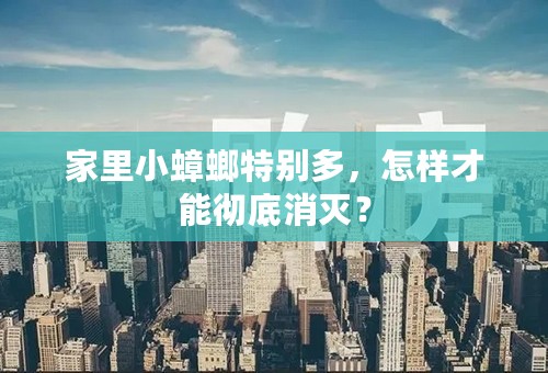 家里小蟑螂特别多，怎样才能彻底消灭？