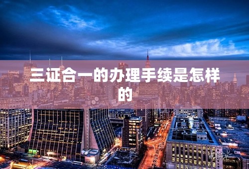 三证合一的办理手续是怎样的