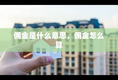 佣金是什么意思，佣金怎么算