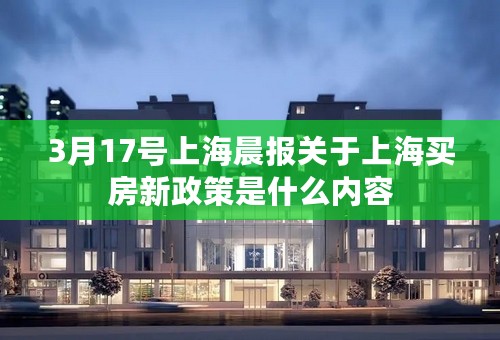 3月17号上海晨报关于上海买房新政策是什么内容