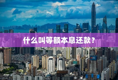 什么叫等额本息还款？