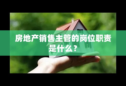 房地产销售主管的岗位职责是什么？