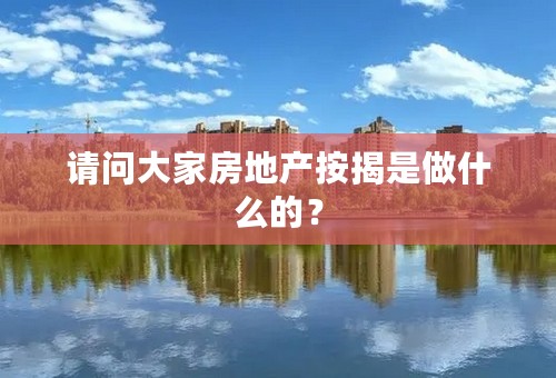 请问大家房地产按揭是做什么的？