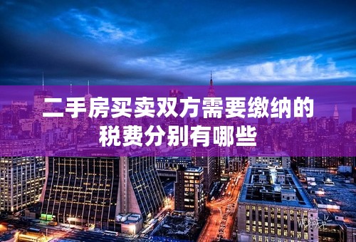 二手房买卖双方需要缴纳的税费分别有哪些