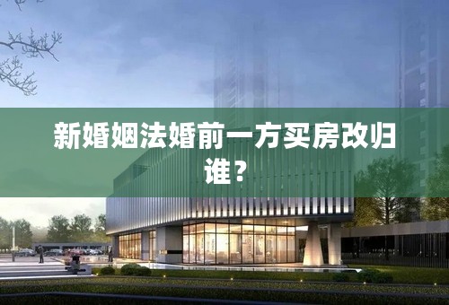新婚姻法婚前一方买房改归谁？