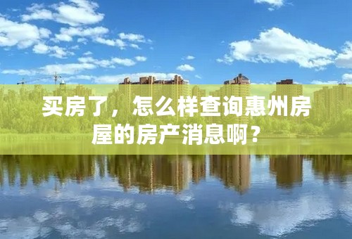 买房了，怎么样查询惠州房屋的房产消息啊？