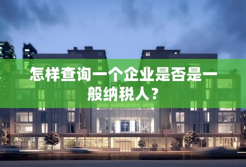 怎样查询一个企业是否是一般纳税人？