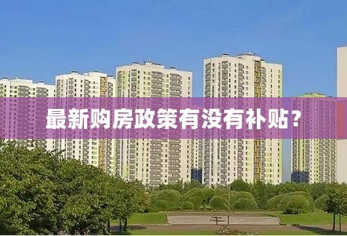 最新购房政策有没有补贴？