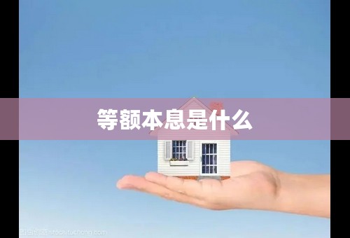 等额本息是什么
