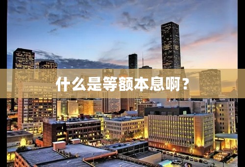 什么是等额本息啊？