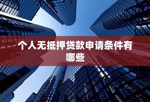 个人无抵押贷款申请条件有哪些