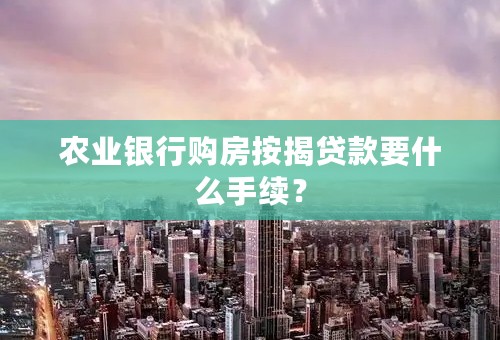 农业银行购房按揭贷款要什么手续？