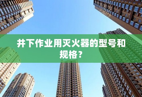 井下作业用灭火器的型号和规格？