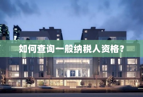 如何查询一般纳税人资格？