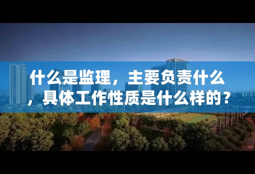 什么是监理，主要负责什么，具体工作性质是什么样的？