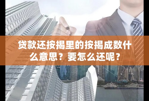 贷款还按揭里的按揭成数什么意思？要怎么还呢？