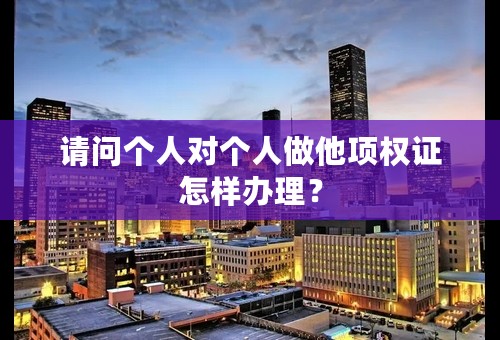 请问个人对个人做他项权证怎样办理？