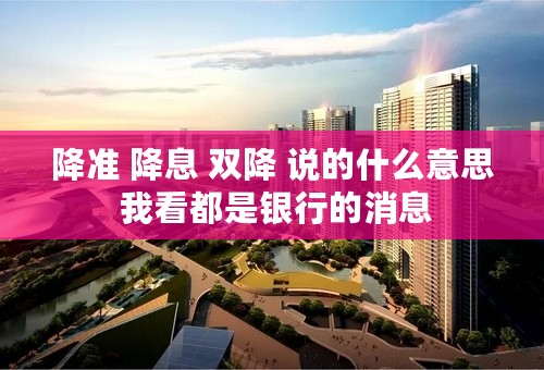 降准 降息 双降 说的什么意思 我看都是银行的消息