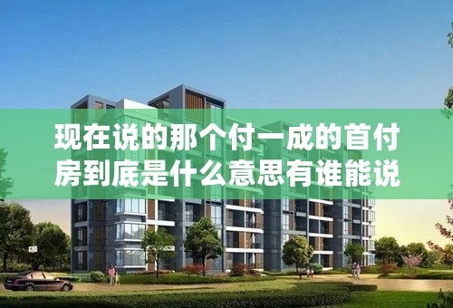 现在说的那个付一成的首付房到底是什么意思有谁能说说吗？