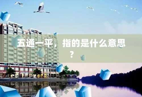 五通一平，指的是什么意思？