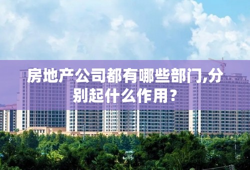 房地产公司都有哪些部门,分别起什么作用？